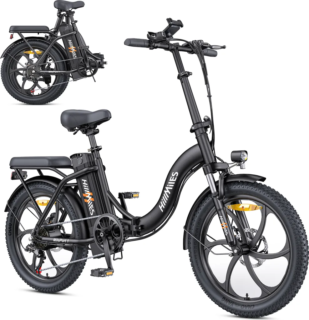 c274ed1d08f386142934f299f62ae103 HillMiles E Bike, E-Bike Klapprad mit 36V 13Ah Akku bis zu 80-100km, 20 *3.0 Zoll, 7-Gang SHIMANO, 250W Motor & 25km/h MilePort 1 – Image 1